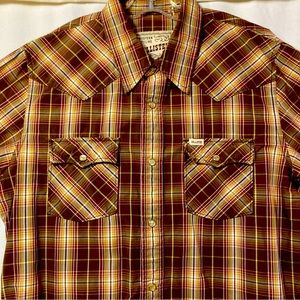 Hollister Men's Multicolor Plaid Long Sleeve Pearl Snap Shirt Sz Large EUC